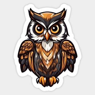 Nocturnal Enigma: Little Owl Illustration 2 Sticker